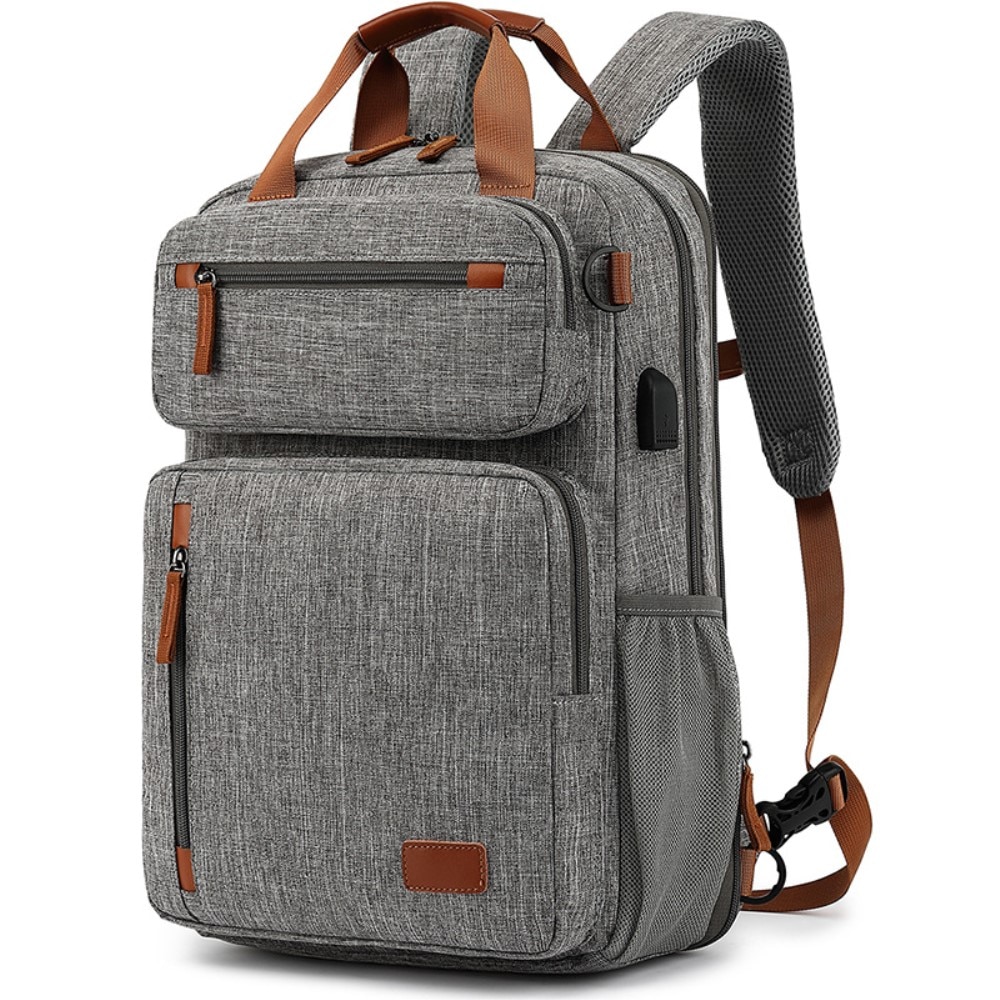 Mochila para laptop resistente al agua de hasta 15.6 pulgadas, gris