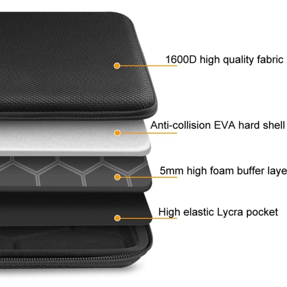 Funda para portátil de EVA resistente a los golpes de 13,3" negro