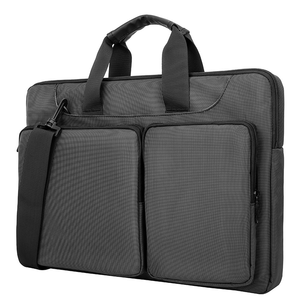 Bolsa para laptop con correa hombro y almacenamiento 13-14" gris