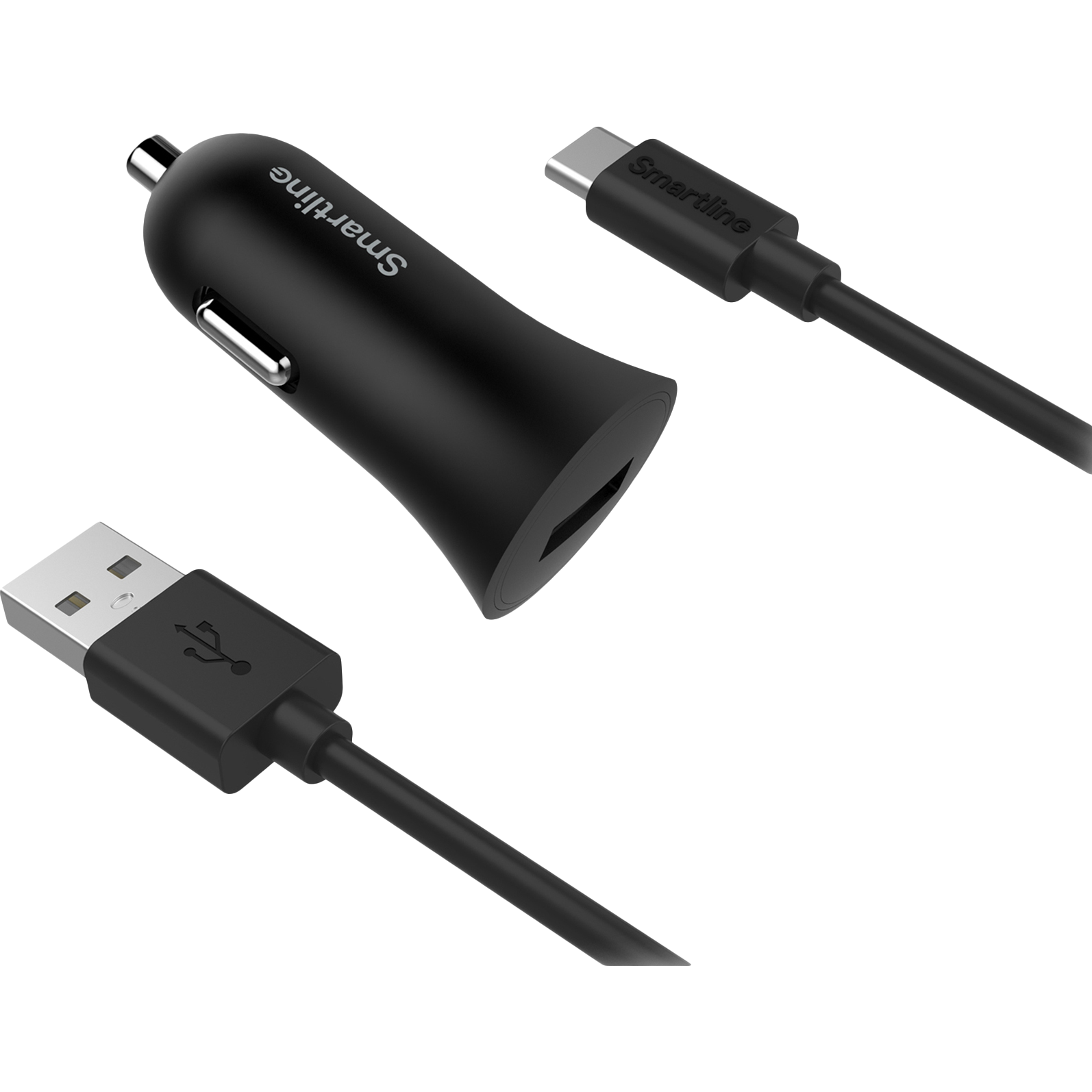 Cargador de coche y cable USB-A a USB-C 1 metro Negro