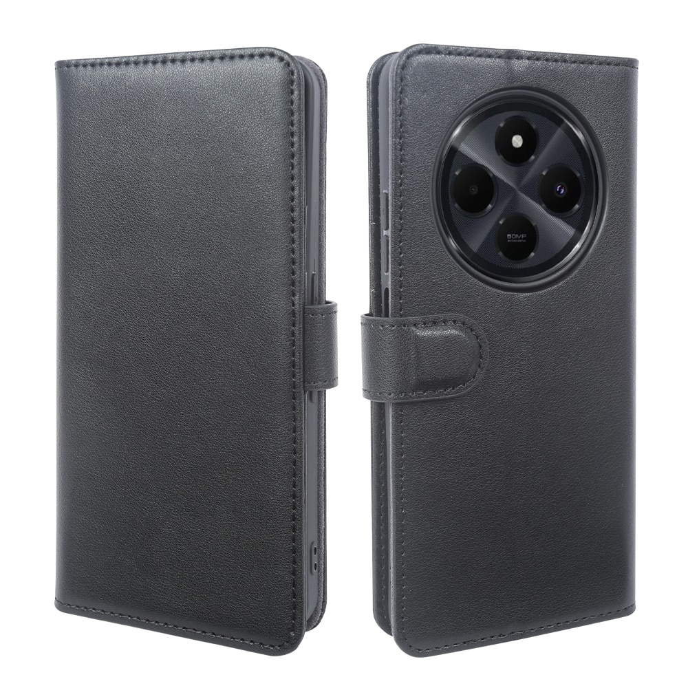 Funda de cuero genuino Xiaomi Redmi 14C, Negro