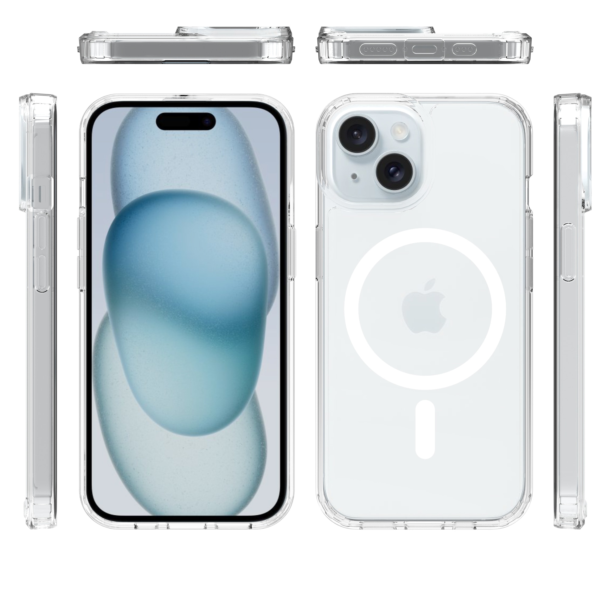 Funda híbrida MagSafe iPhone 15 transparente