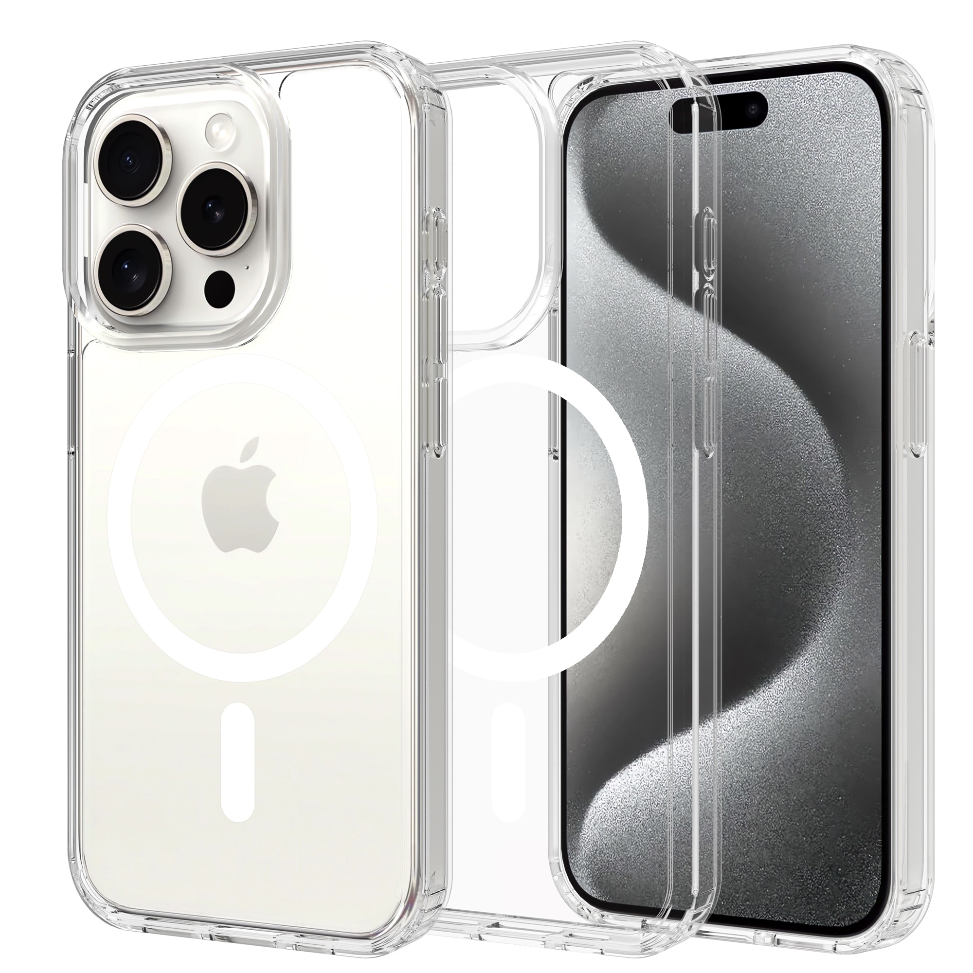 Funda híbrida MagSafe iPhone 15 Pro transparente