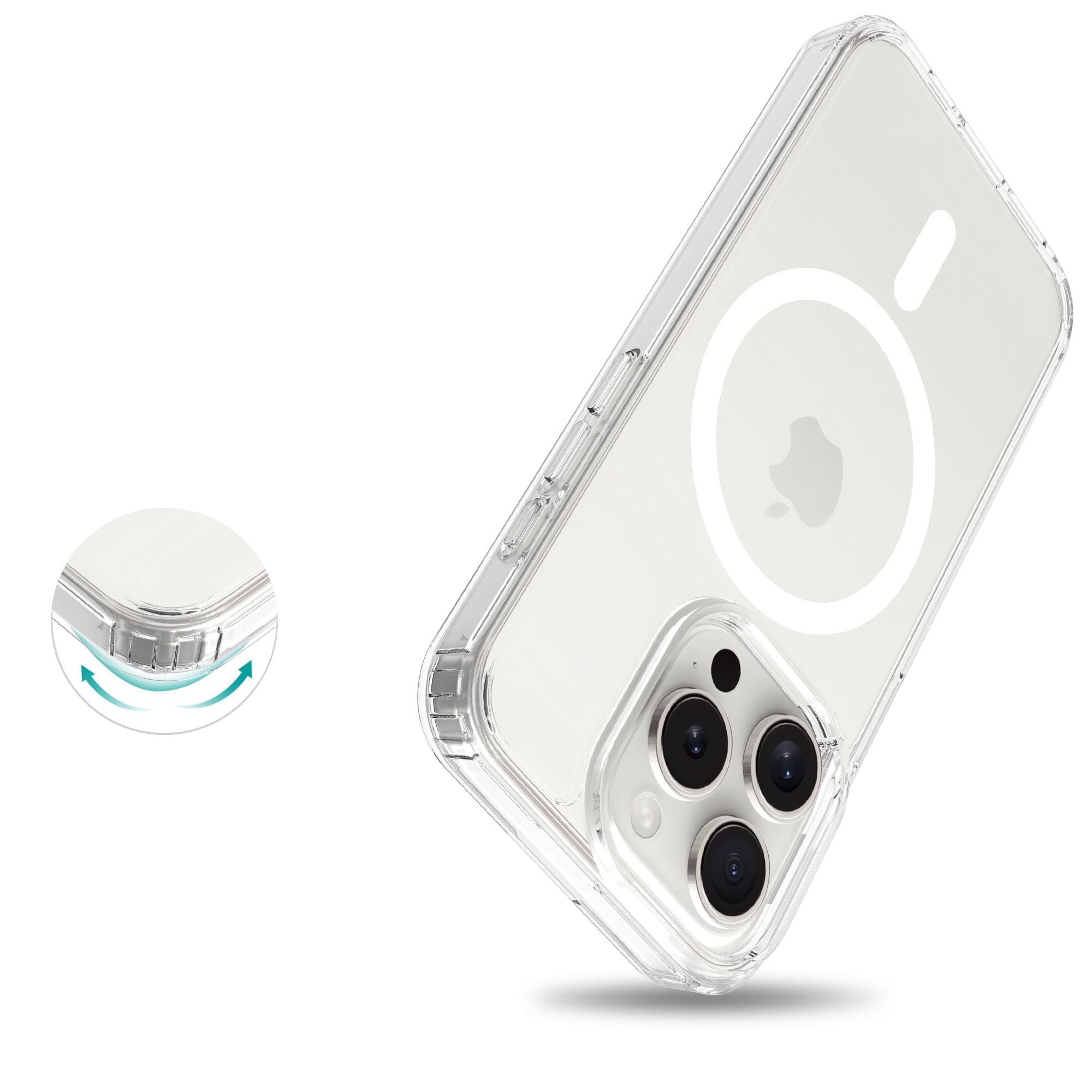 Funda híbrida MagSafe iPhone 15 Pro Max transparente