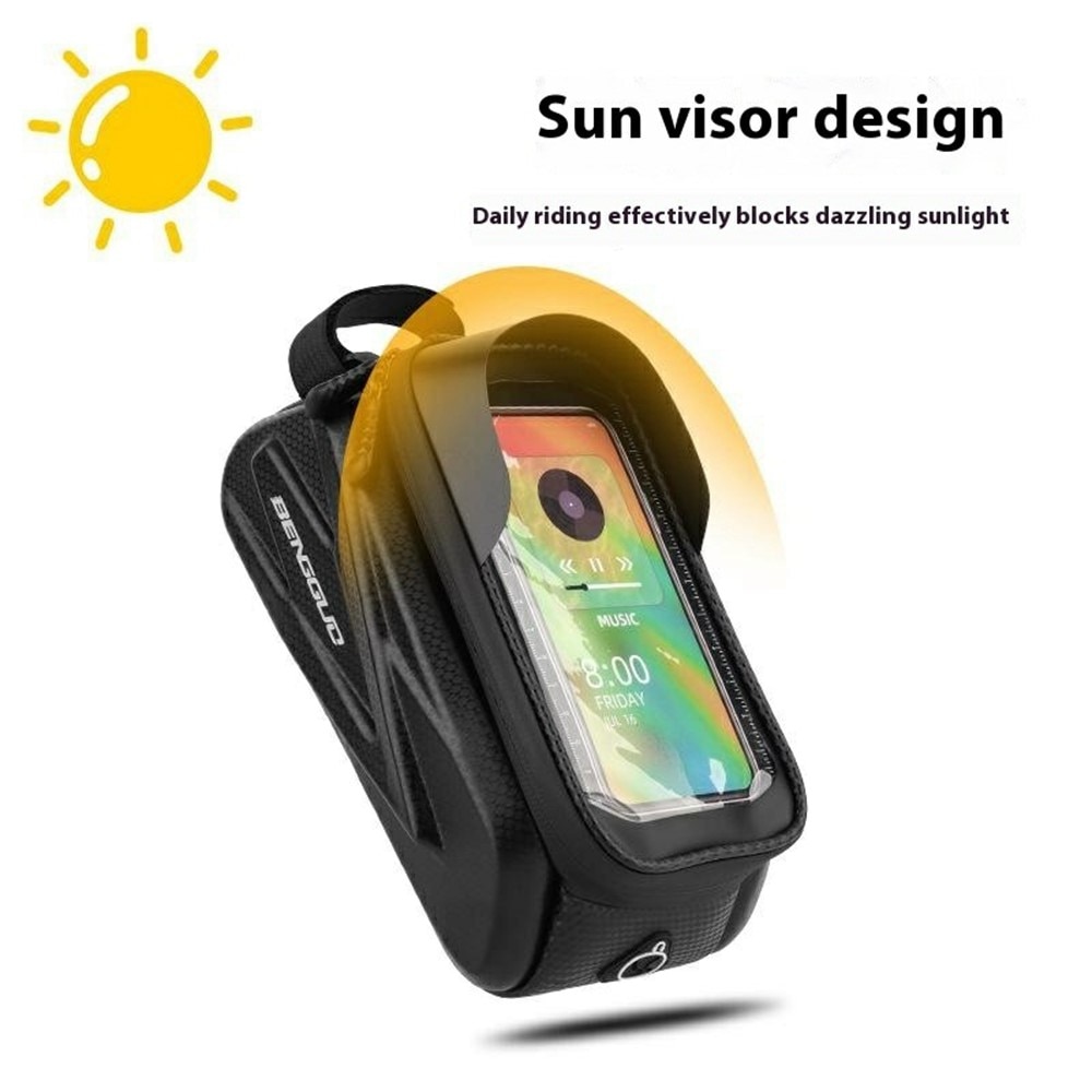 Bolsa para bicicleta con soporte para móvil, negro