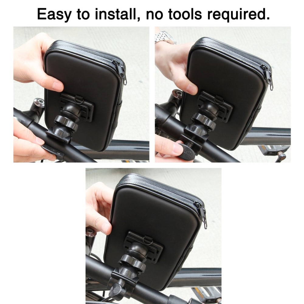 Soporte impermeable para móvil para bicicleta/motocicleta, XL, negro