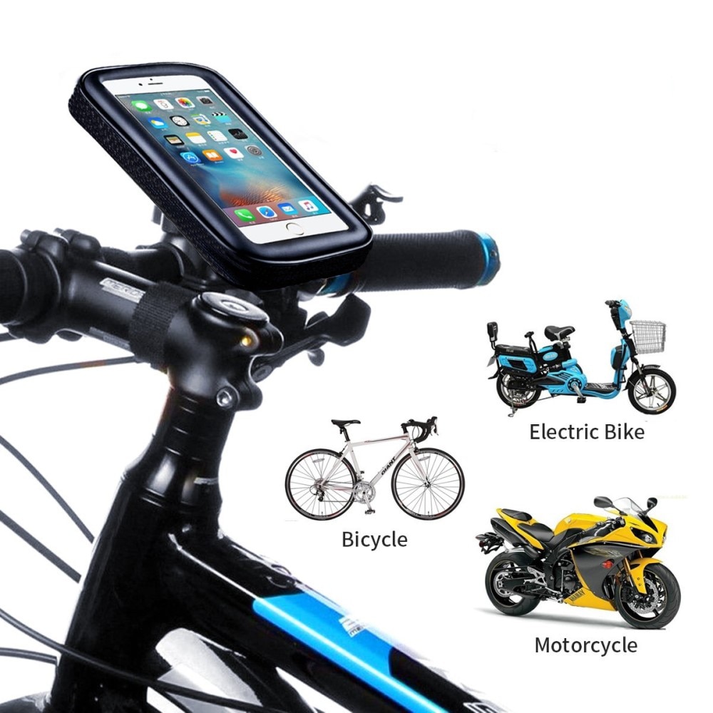 Soporte impermeable para móvil para bicicleta/motocicleta, L, negro