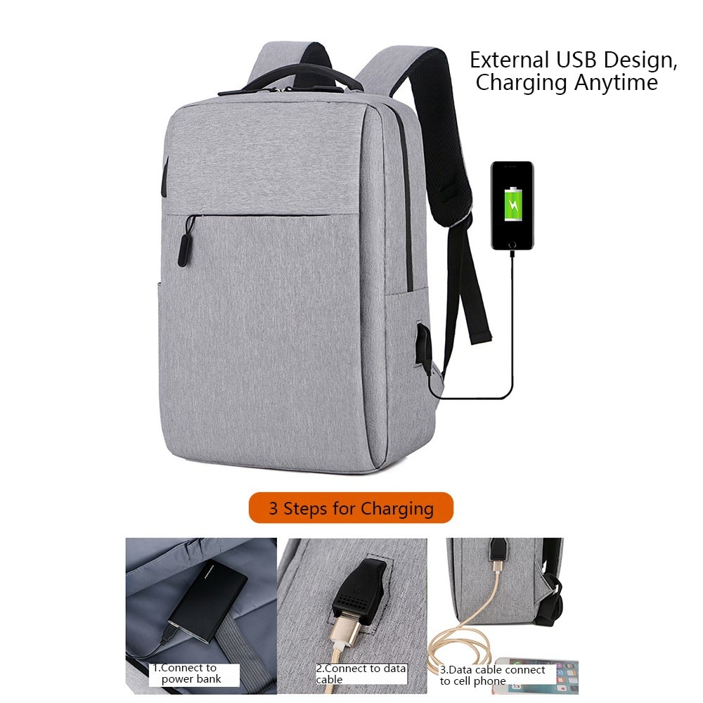 Mochila de nylon resistente al agua para laptops de hasta 16 pulgadas, gris