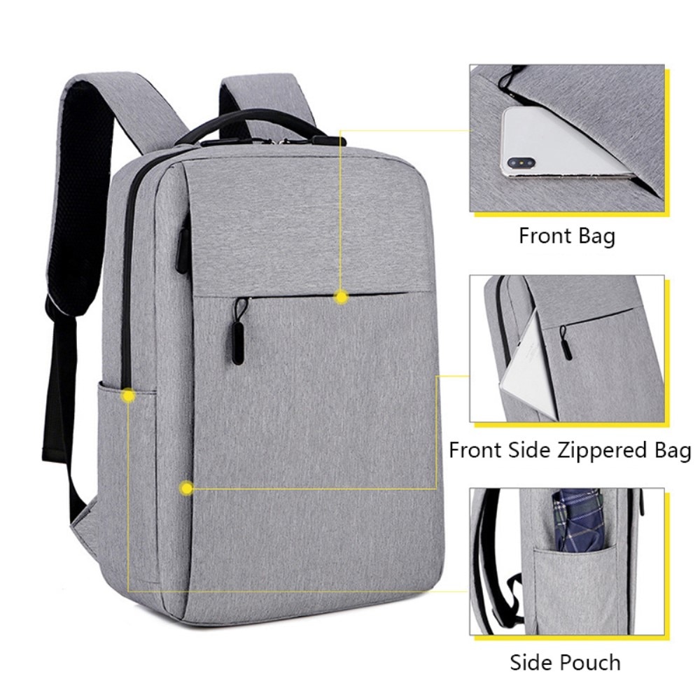 Mochila de nylon resistente al agua para laptops de hasta 16 pulgadas, gris