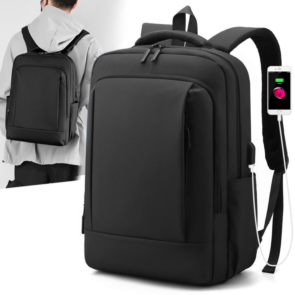 Mochila de nylon para laptop de hasta 14 pulgadas, negro