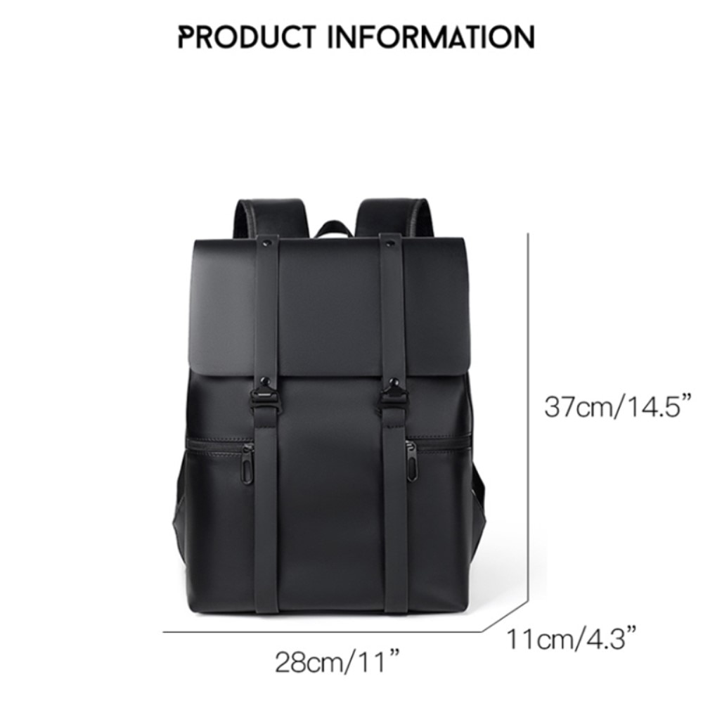 Mochila resistente al agua con hebillas dobles, negro