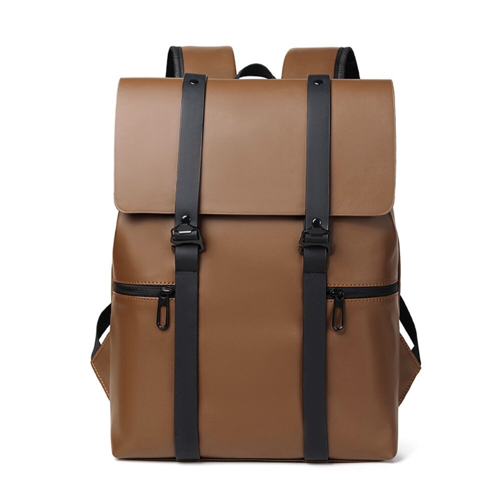 Mochila resistente al agua con hebillas dobles, marrón