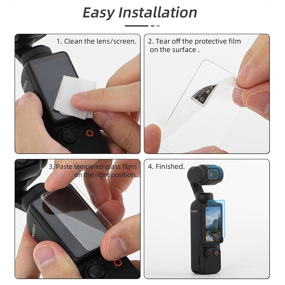 Protector de cámara y pantalla de cristal templado DJI Osmo Pocket 3