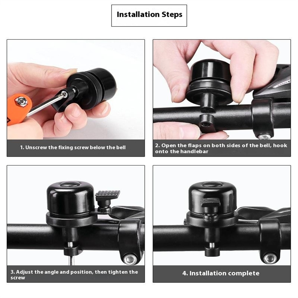 Timbre de bicicleta con soporte para Apple AirTag, negro