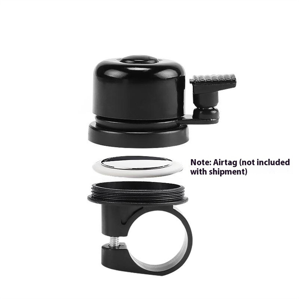 Timbre de bicicleta con soporte para Apple AirTag, negro