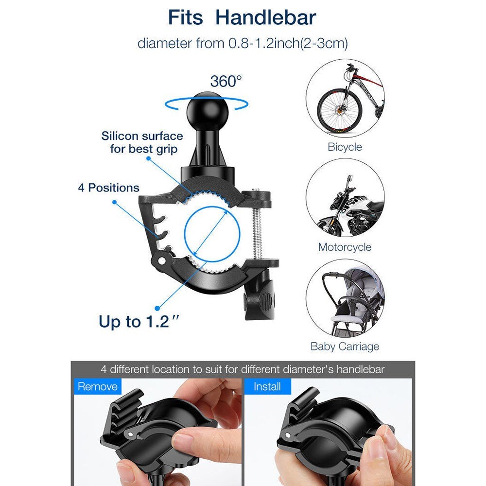 Soporte para móvil con agarre de silicona para bicicleta, negro