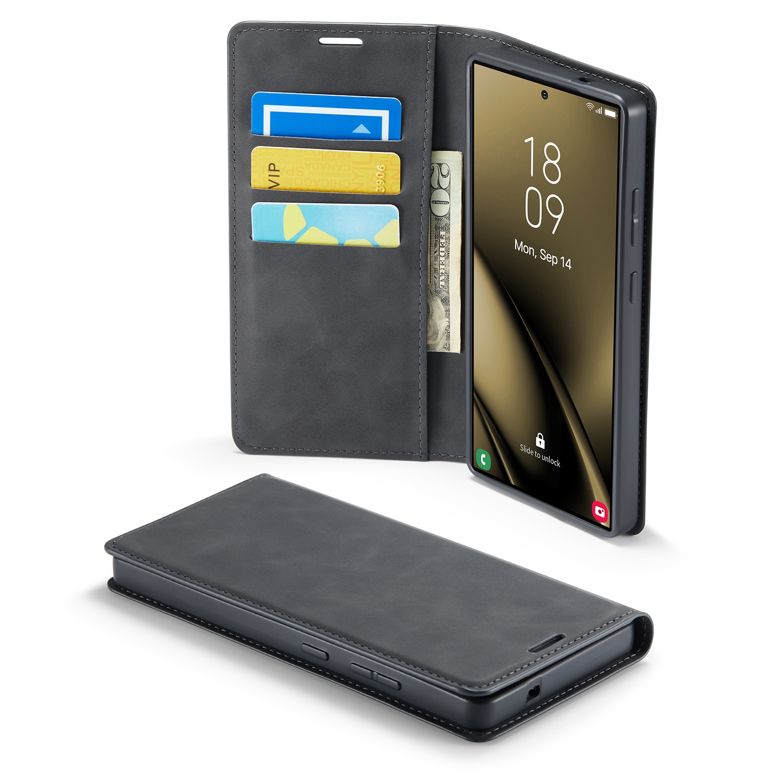 Funda delgada cartera Samsung Galaxy S25 Ultra Negro