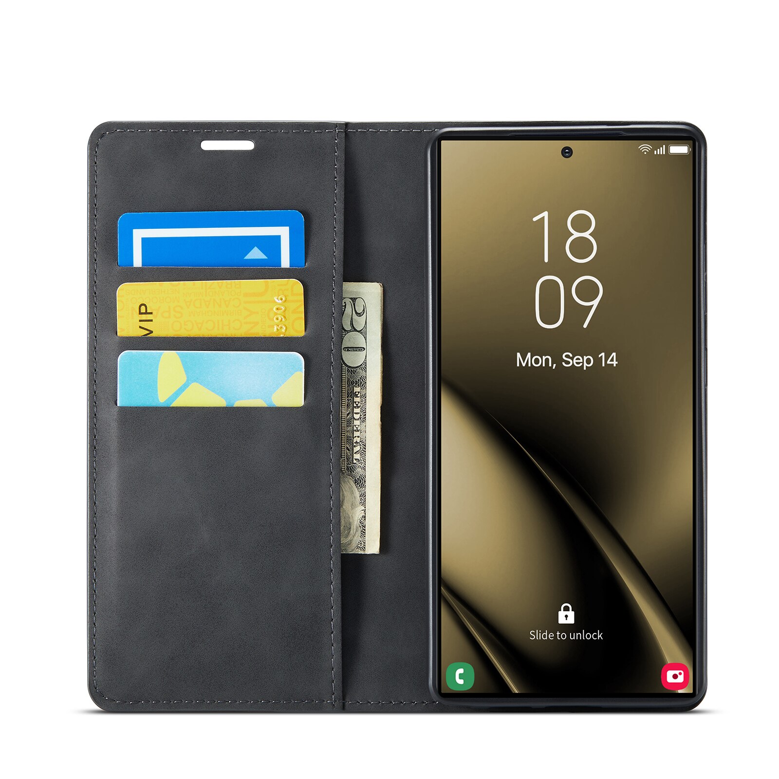 Funda delgada cartera Samsung Galaxy S25 Ultra Negro
