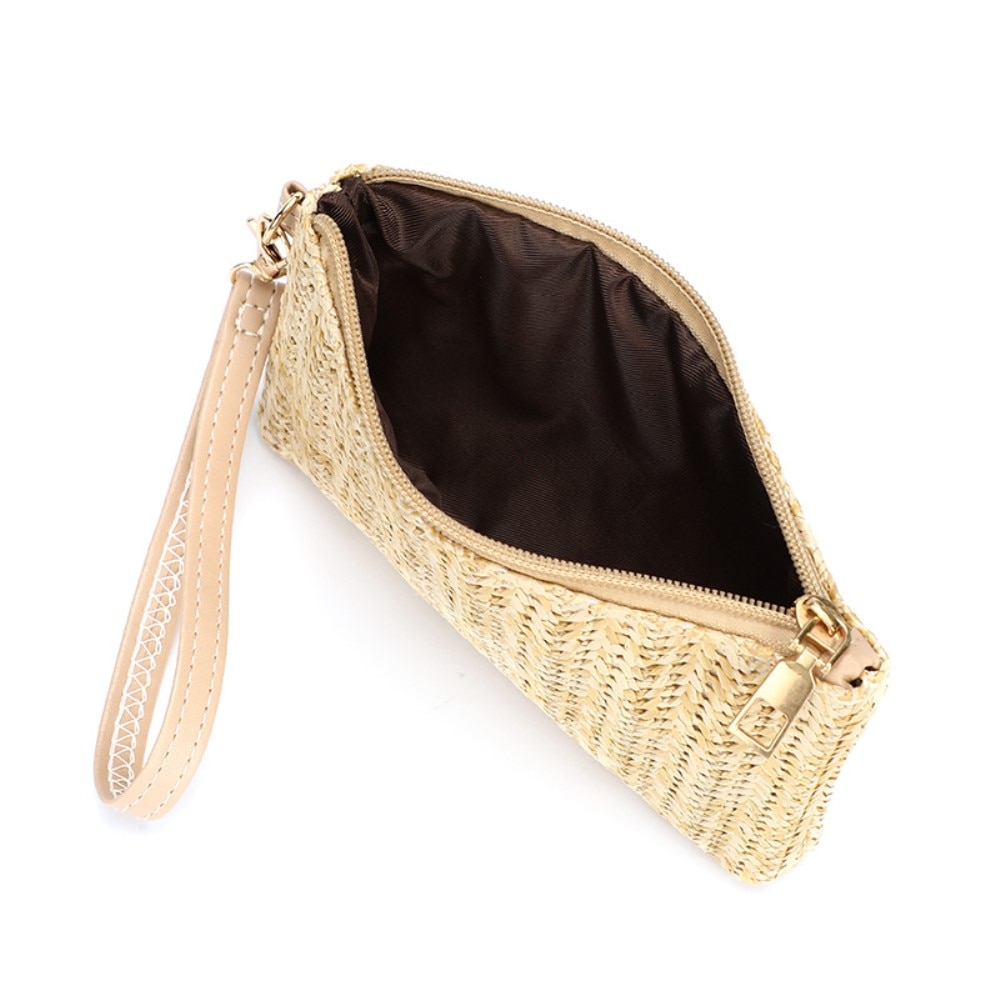 Bolsa de mano con pulsera trenzada beige