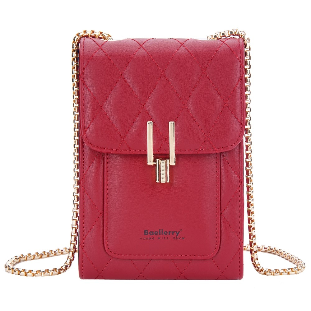 Quilted Crossbody Mini Wallet rojo