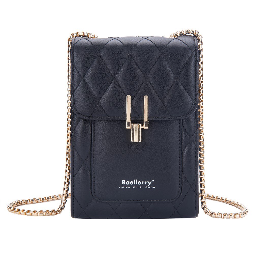 Quilted Crossbody Mini Wallet negro
