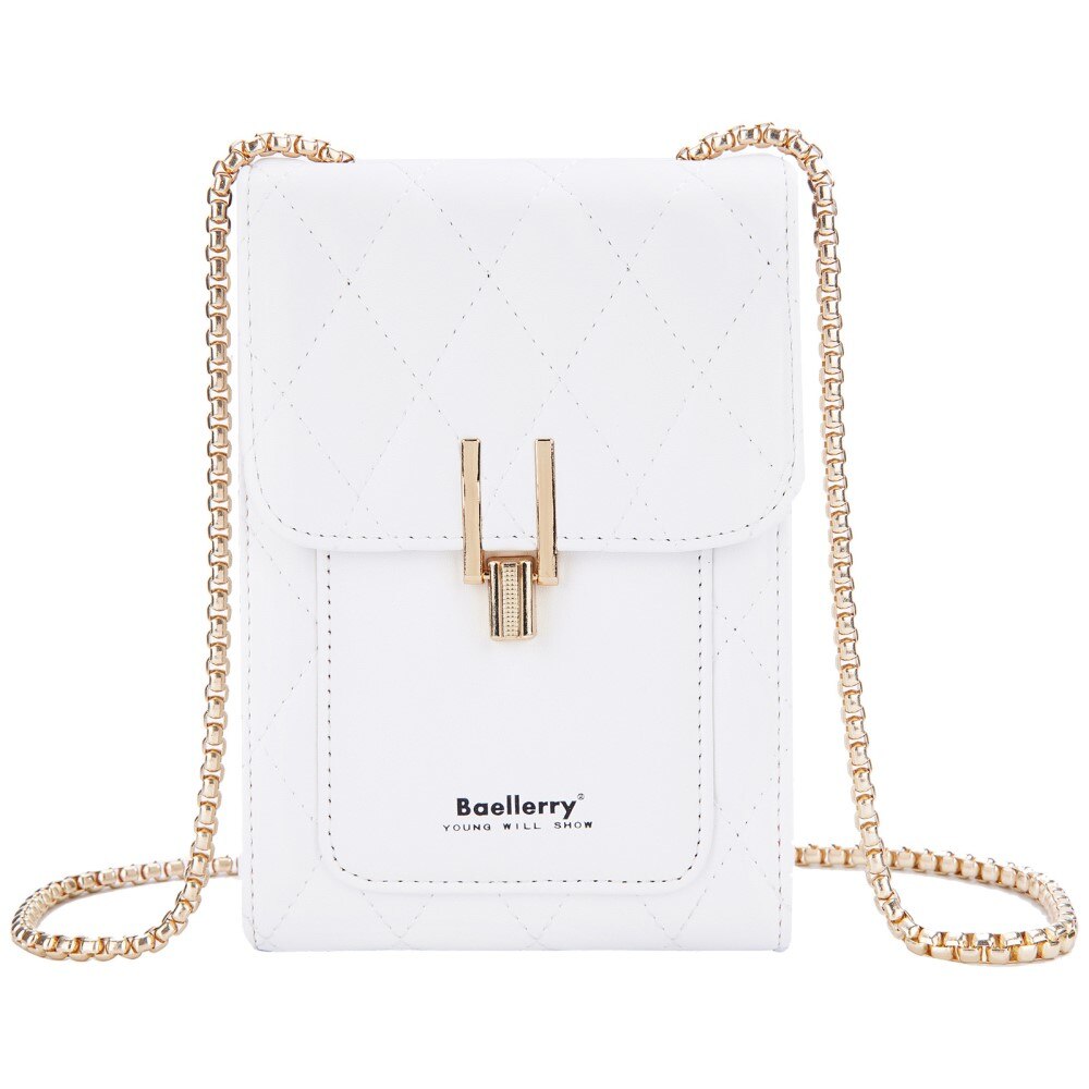 Quilted Crossbody Mini Wallet blanco