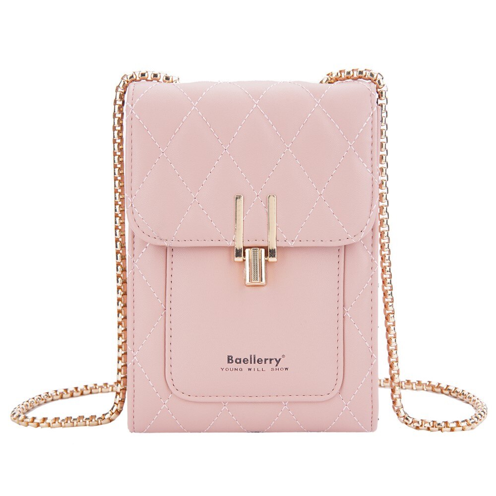Quilted Crossbody Mini Wallet rosado