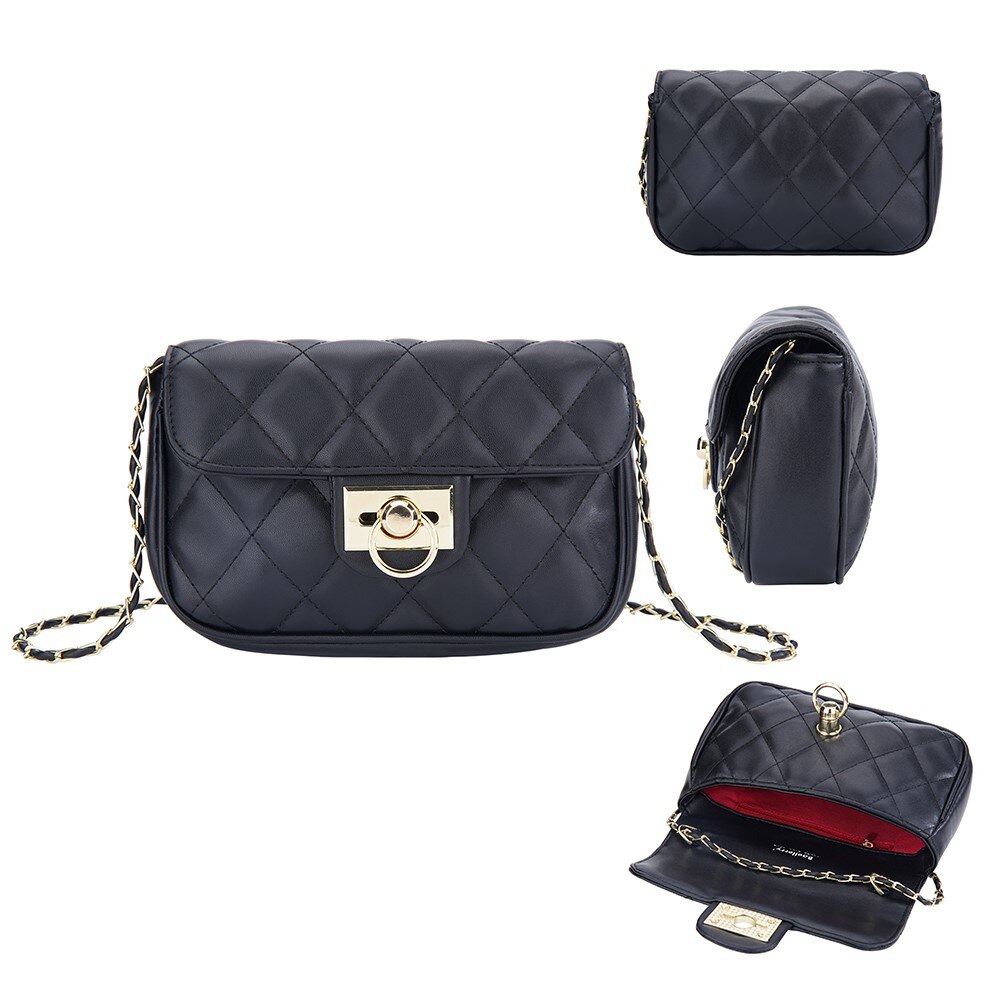 Quilted Crossbody Shoulder Bag negro