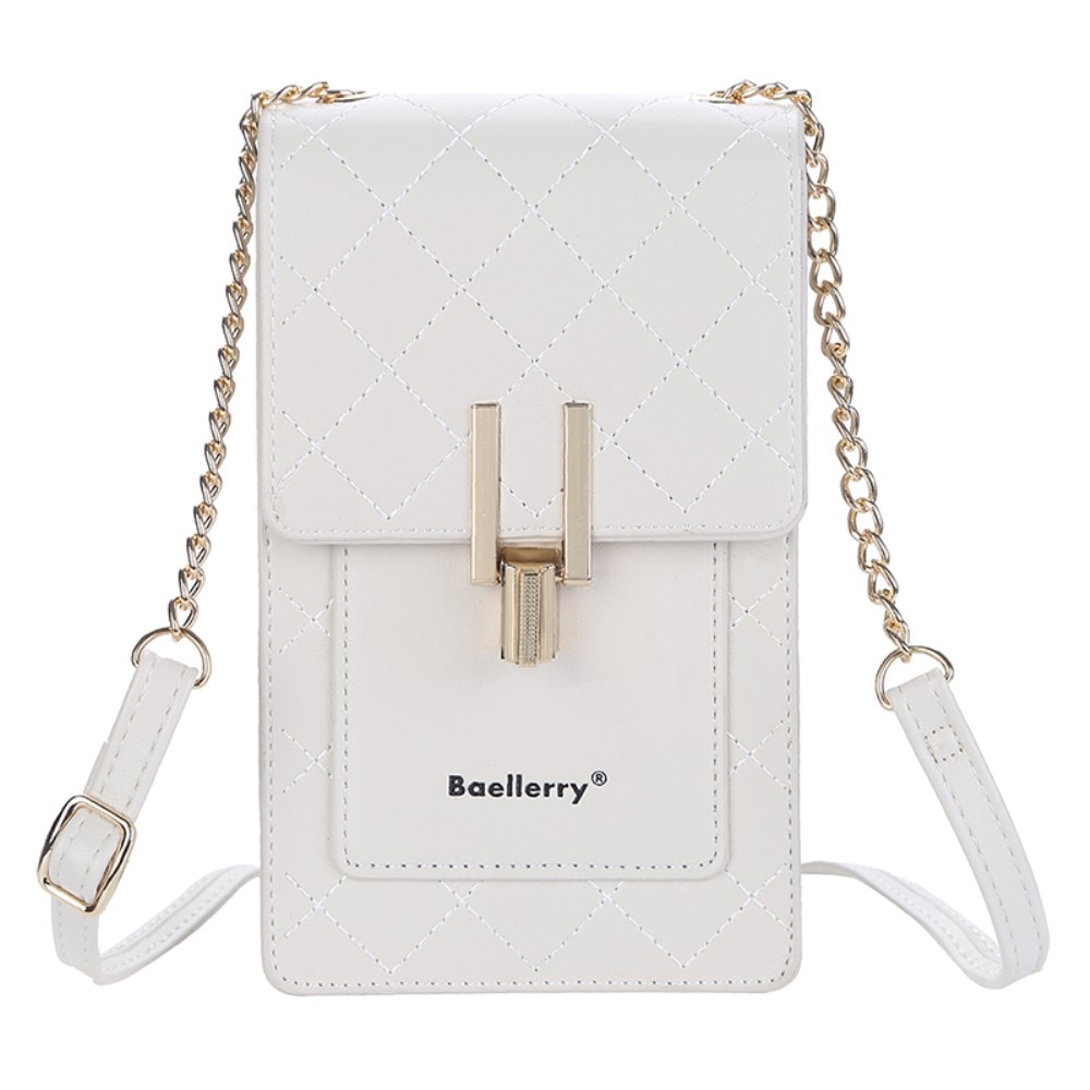 Quilted Crossbody Mini Wallet blanco