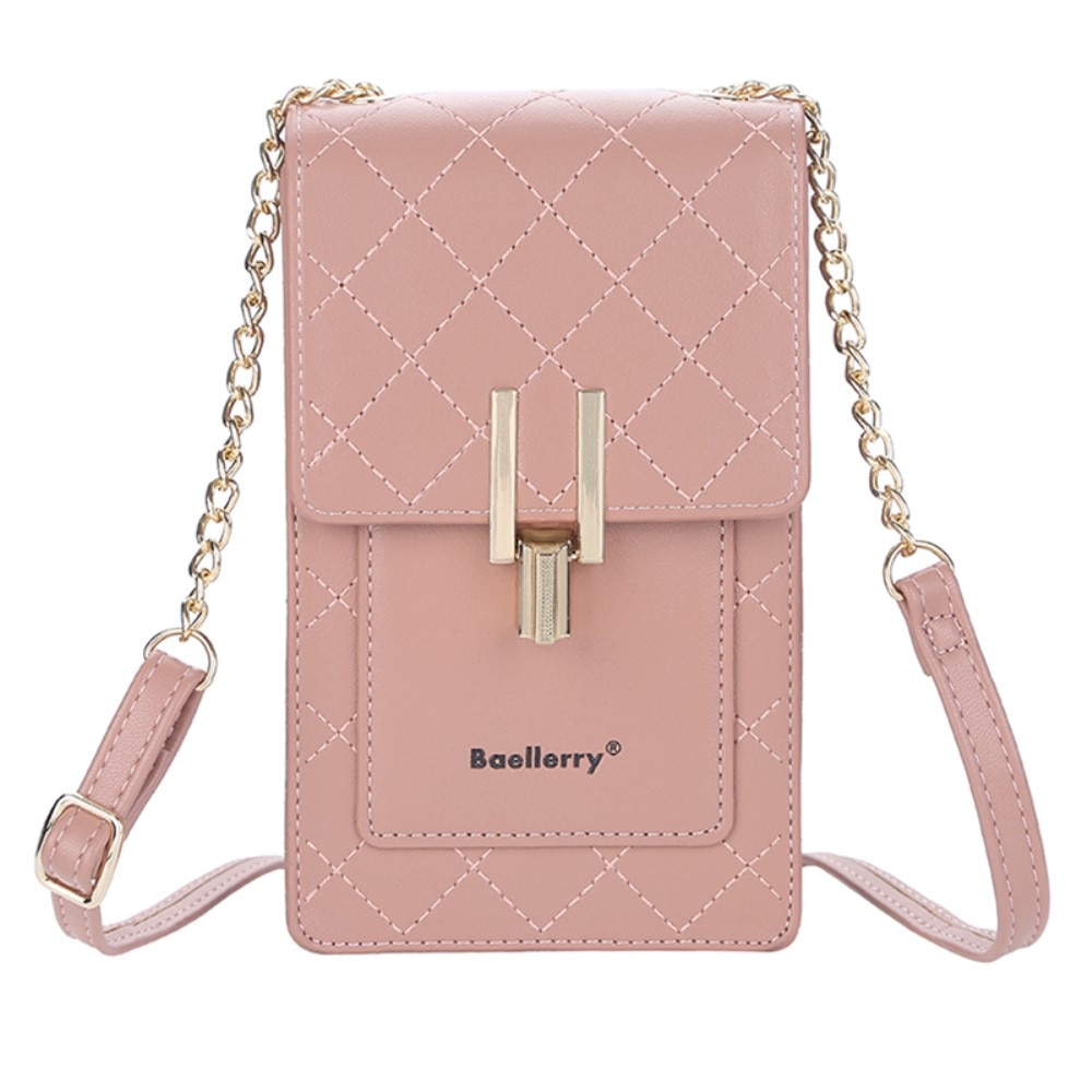 Quilted Crossbody Mini Wallet rosado