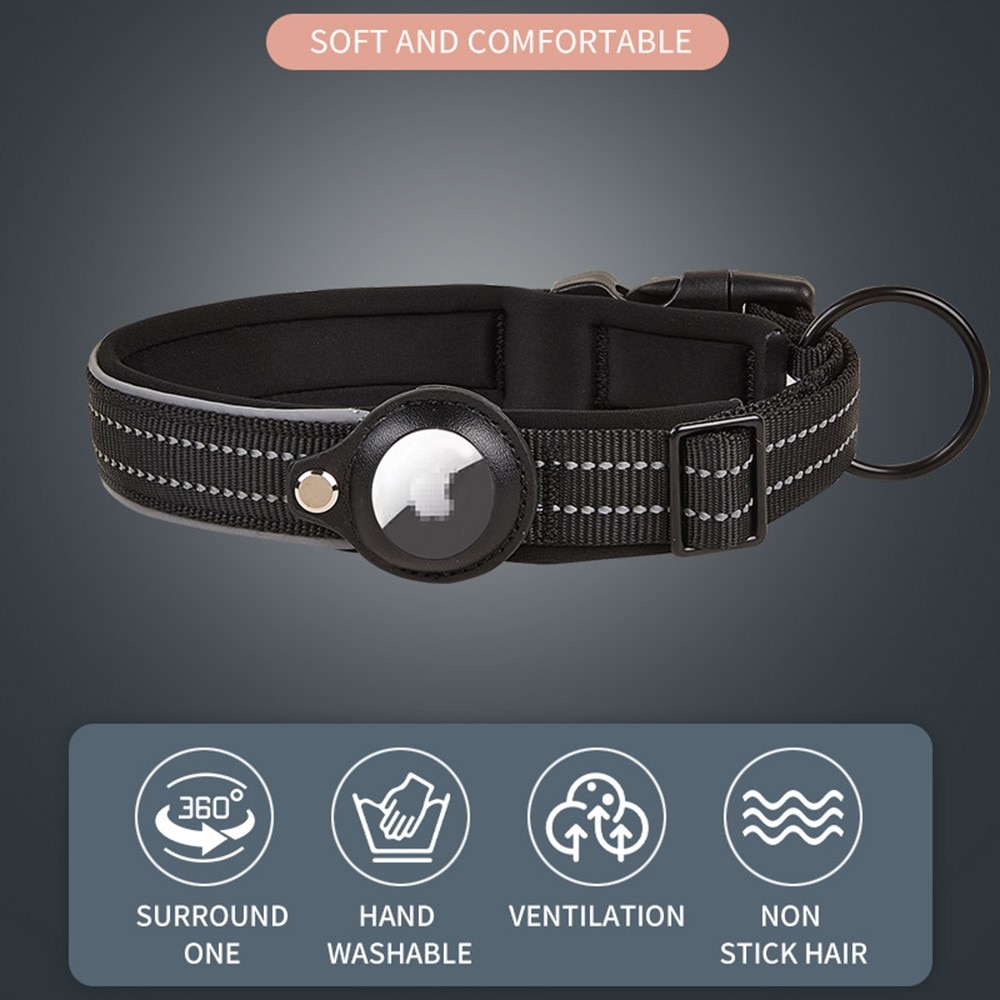 Apple AirTag Collar para Perro con Reflectante L, negro