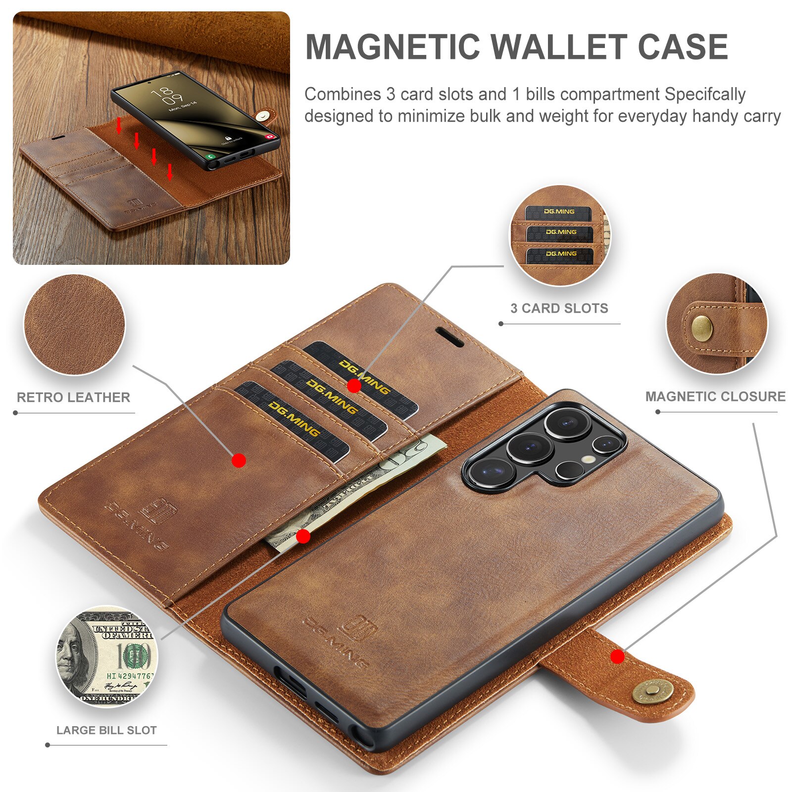Cartera Magnet Wallet Samsung Galaxy S25 Ultra Cognac