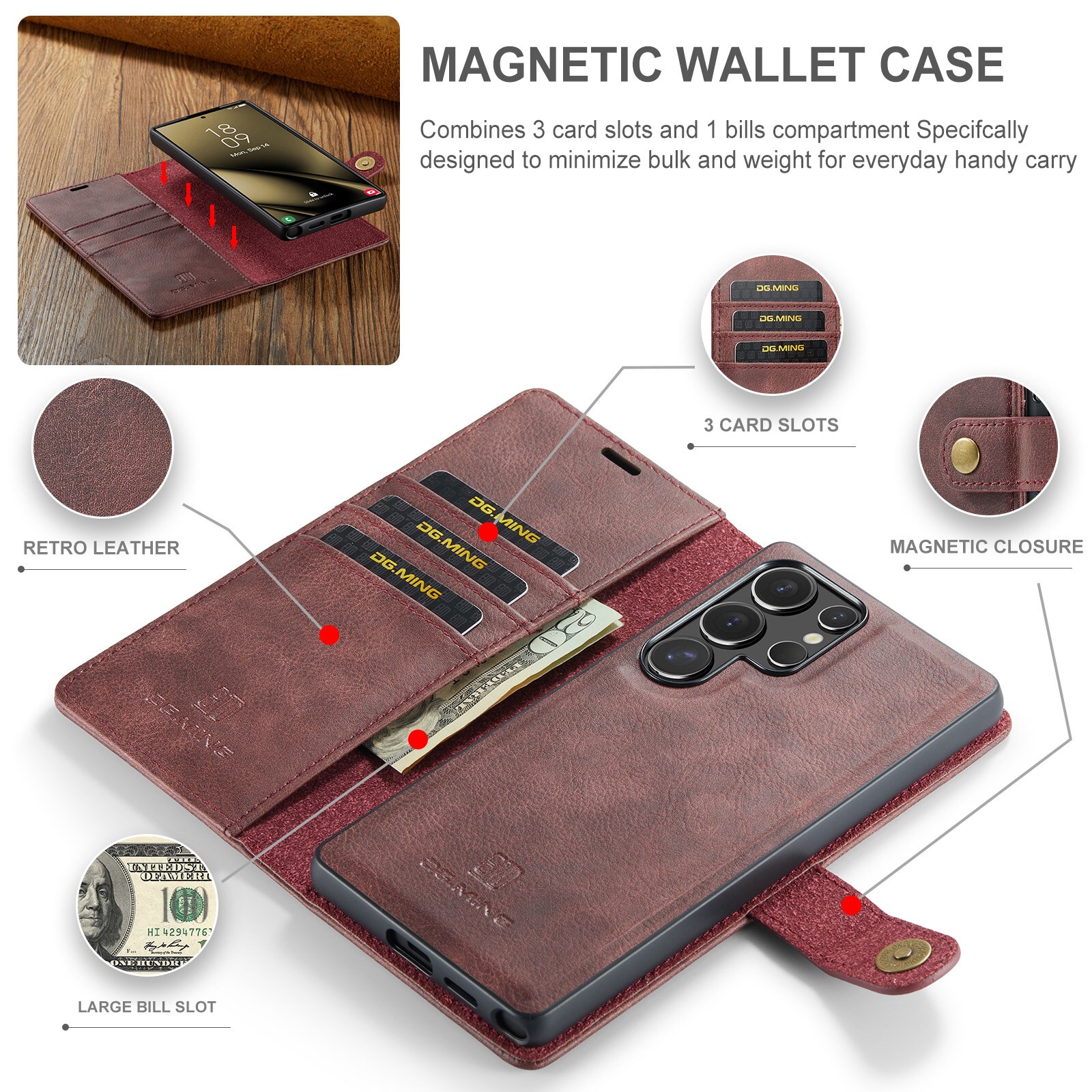 Cartera Magnet Wallet Samsung Galaxy S25 Ultra Red