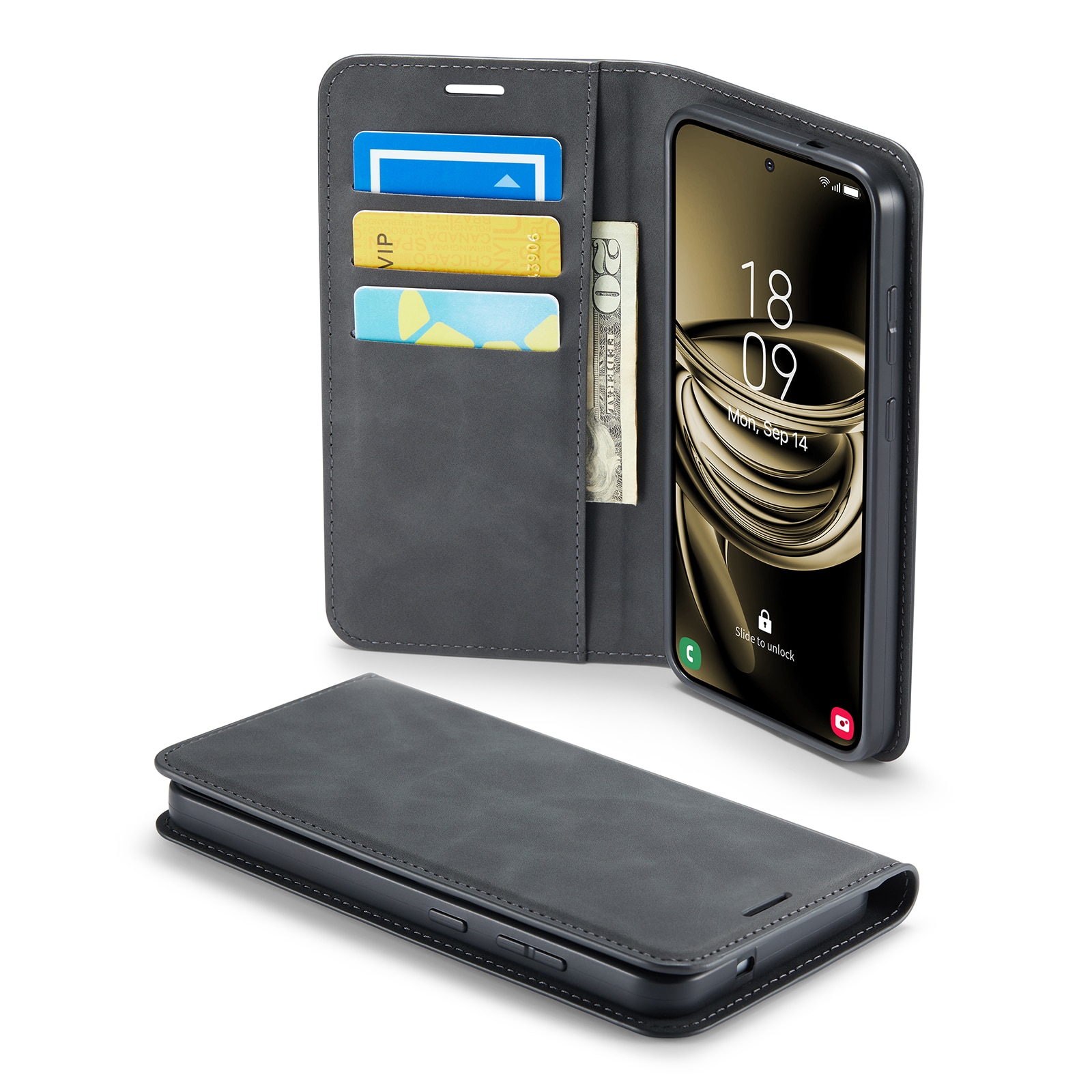 Funda delgada cartera Samsung Galaxy S25 Edge Negro