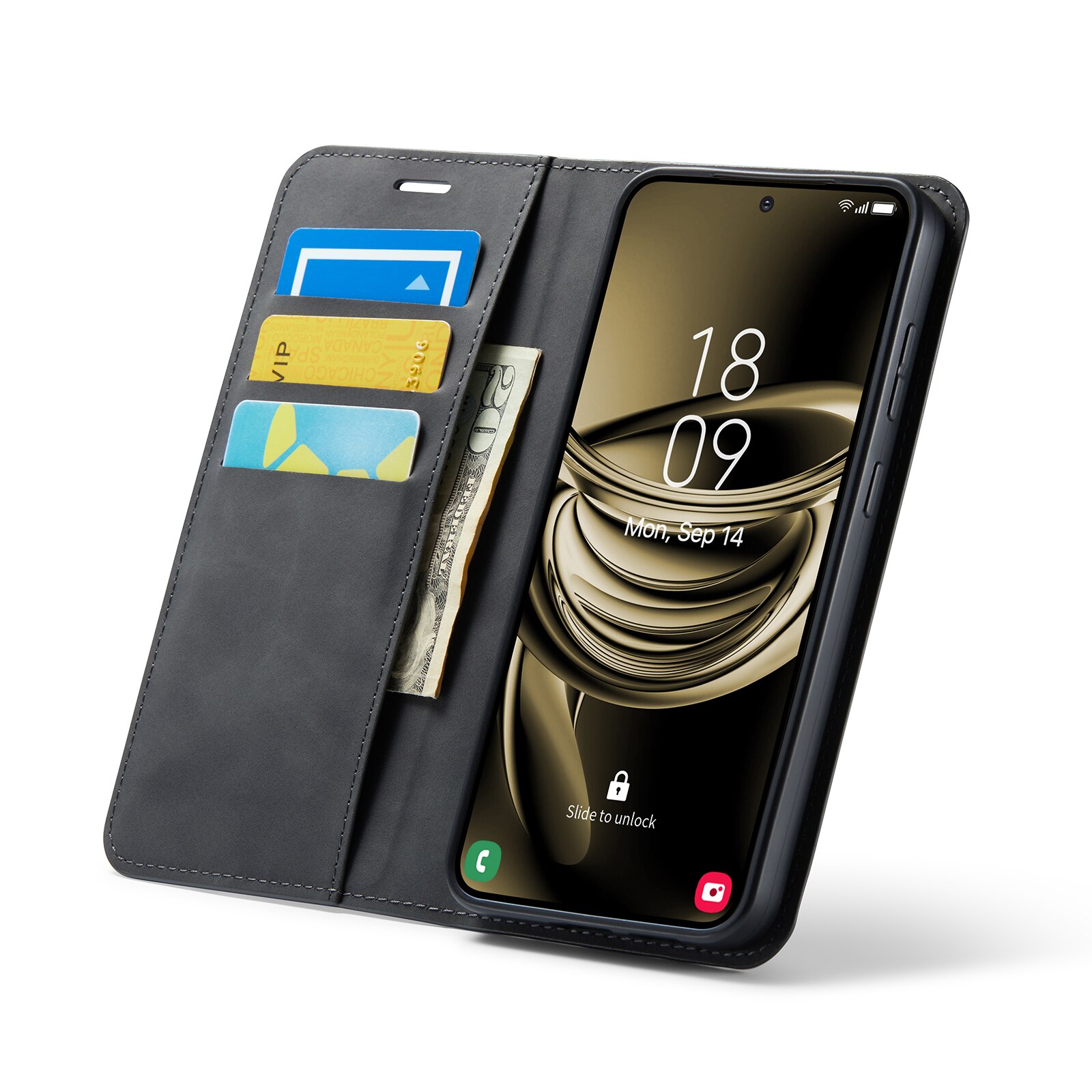 Funda delgada cartera Samsung Galaxy S25 Negro