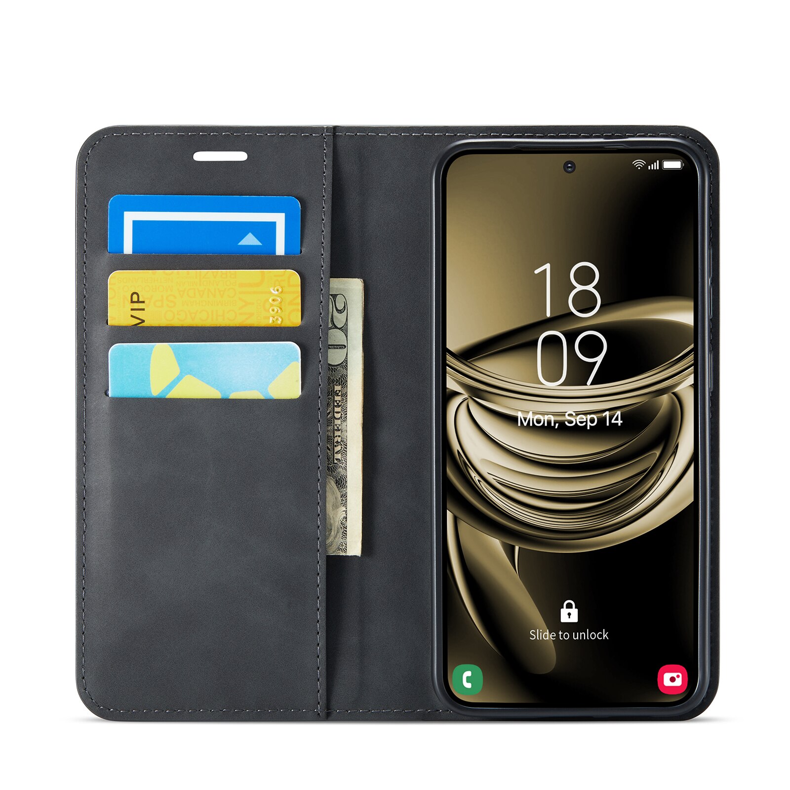 Funda delgada cartera Samsung Galaxy S25 Negro