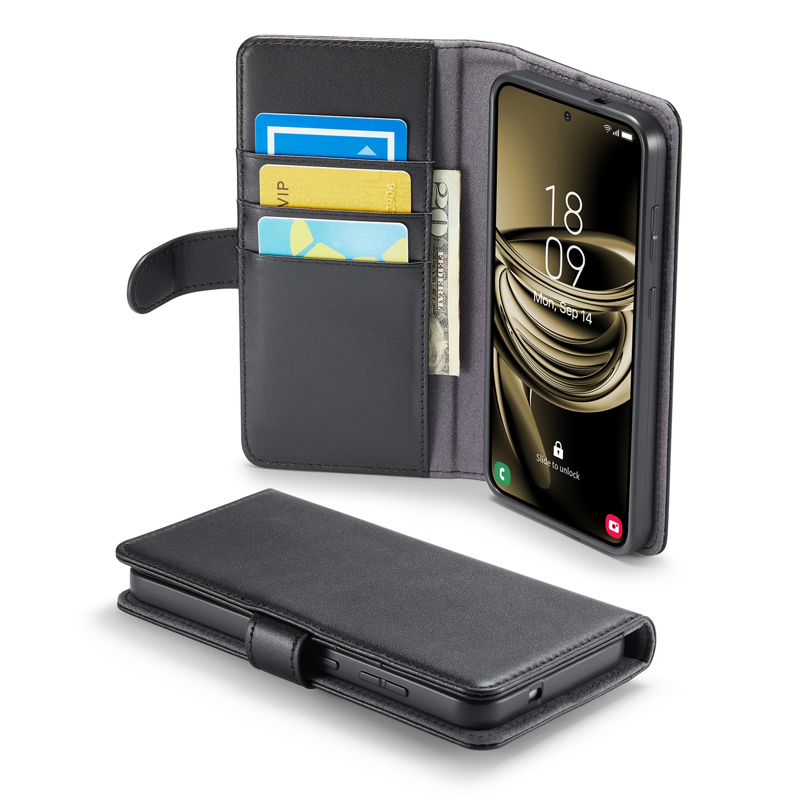 Funda de cuero genuino Samsung Galaxy S25 Edge, Negro