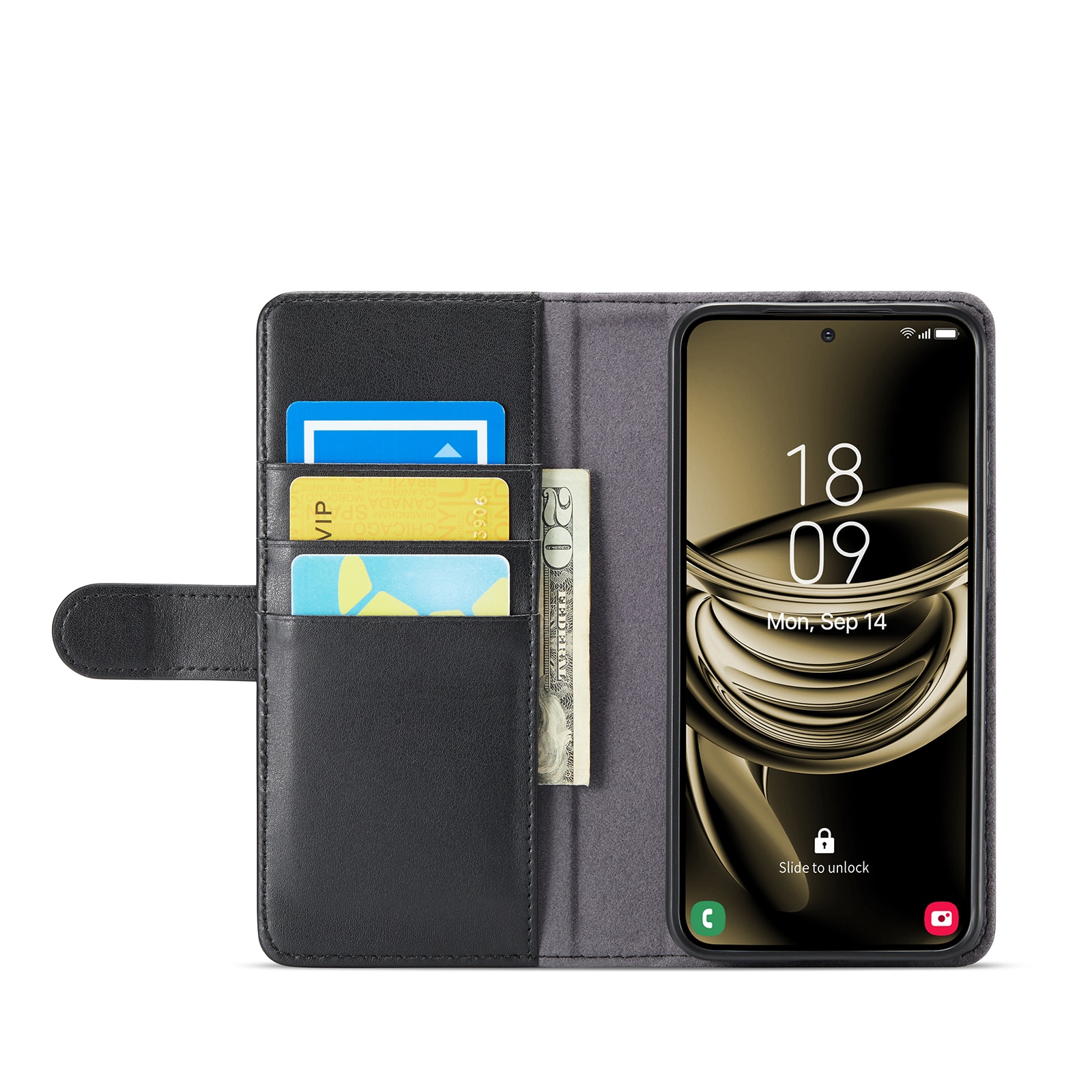 Funda de cuero genuino Samsung Galaxy S25 Plus, Negro