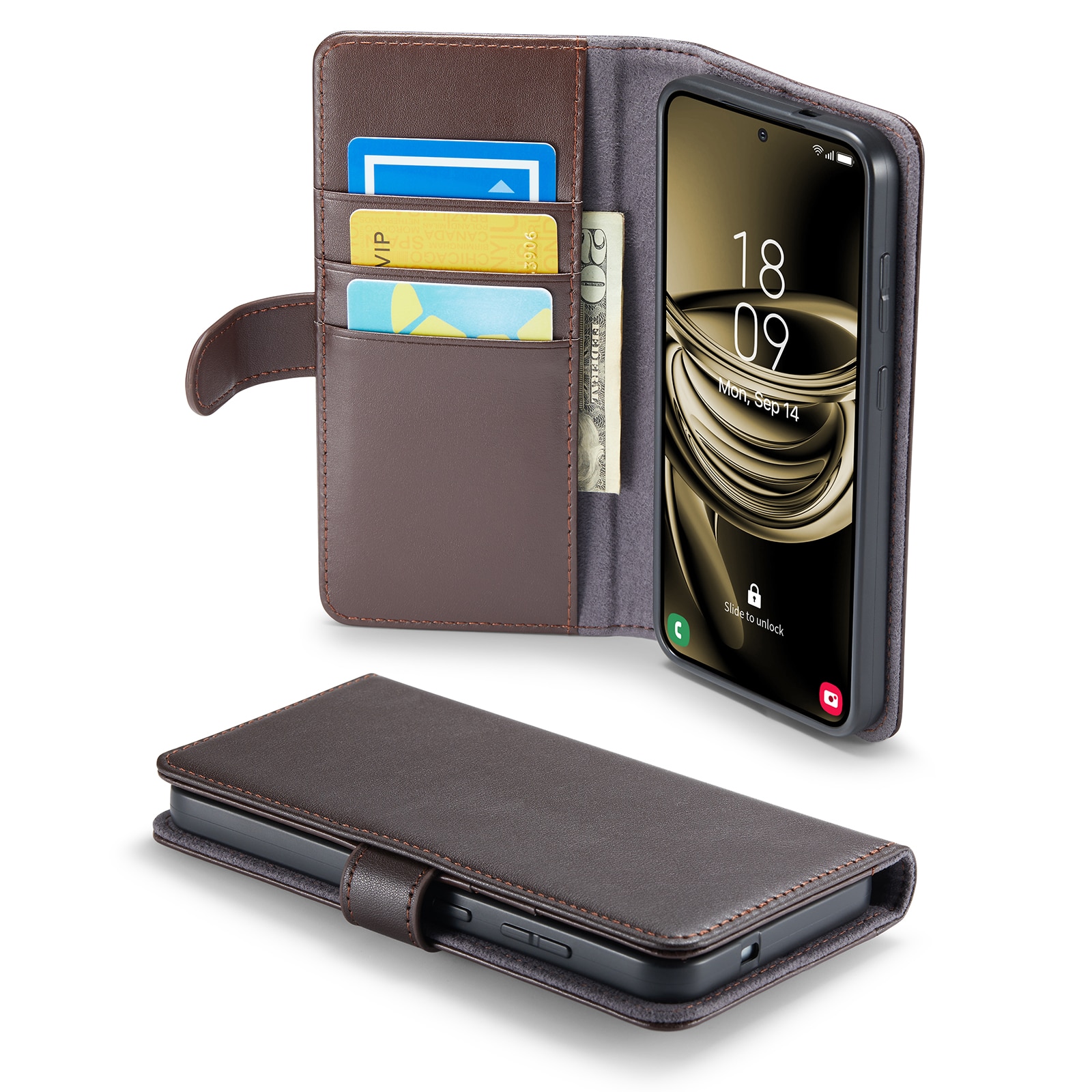 Funda de cuero genuino Samsung Galaxy S25, Marrón