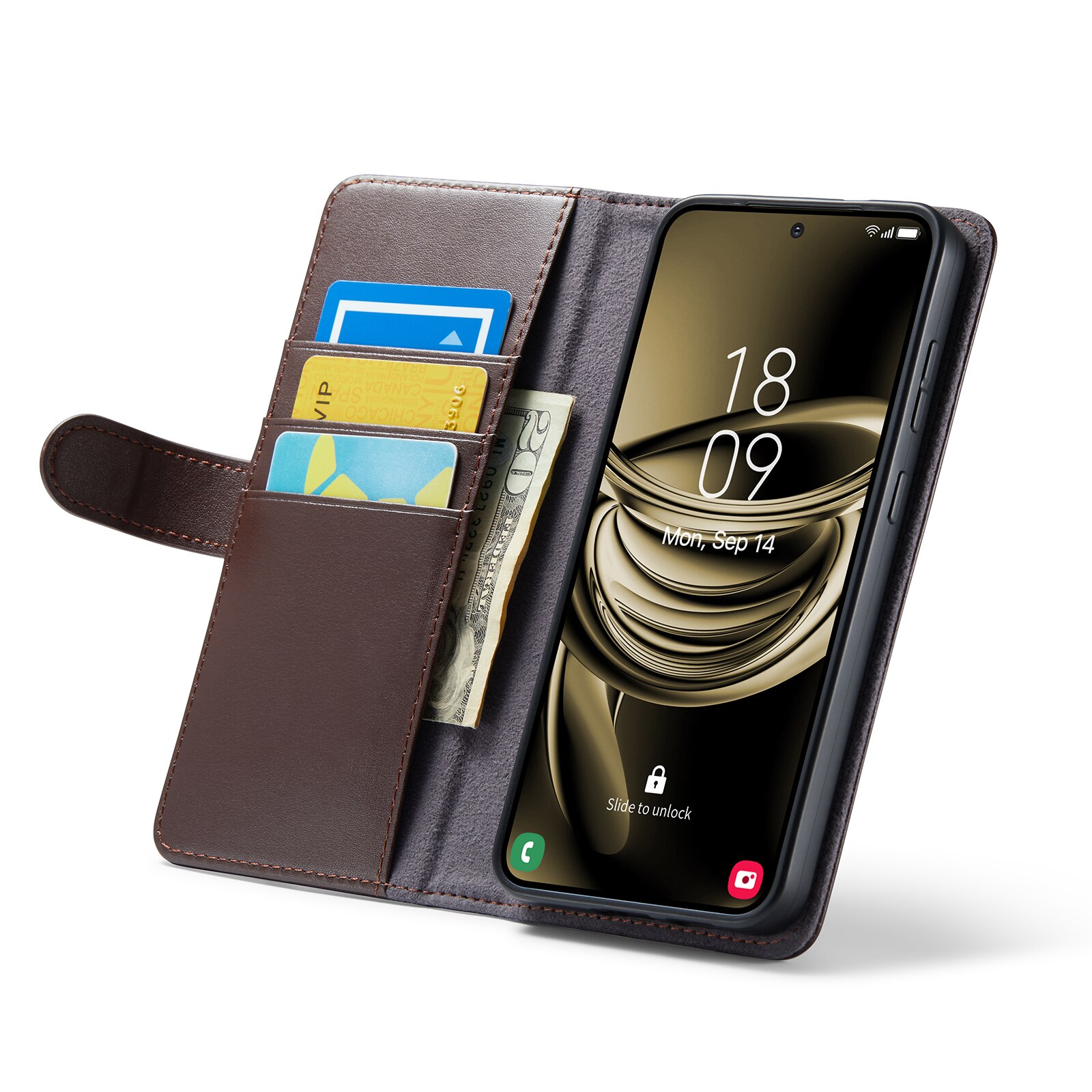 Funda de cuero genuino Samsung Galaxy S25, Marrón