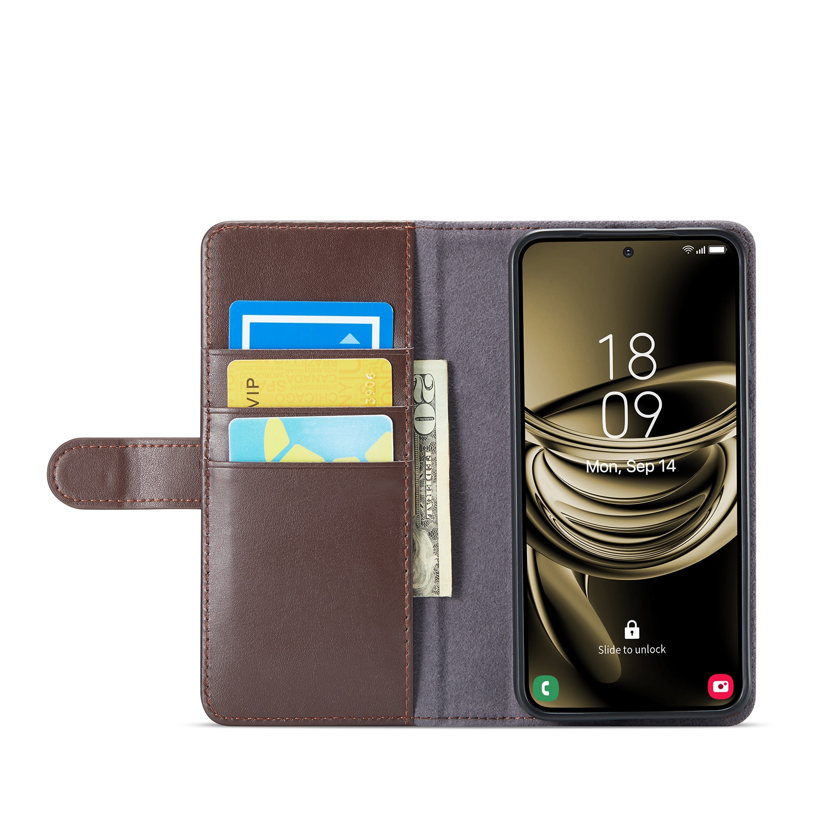 Funda de cuero genuino Samsung Galaxy S25, Marrón