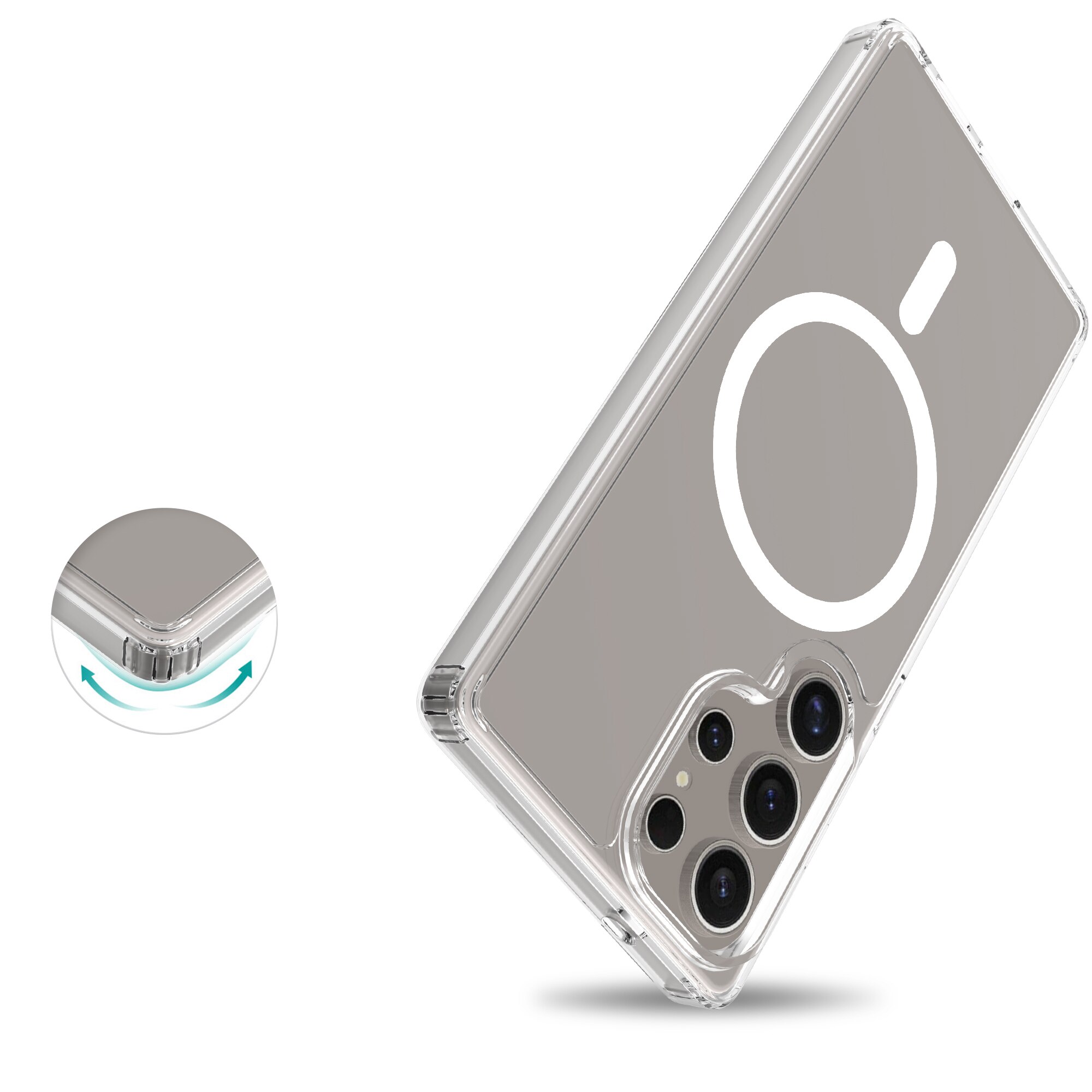 Funda híbrida MagSafe Samsung Galaxy S25 Ultra transparente