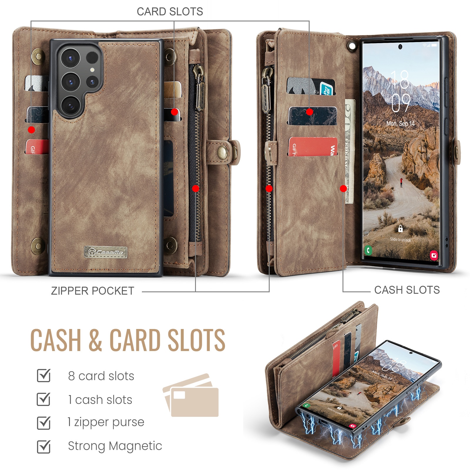 Cartera Multi-Slot Samsung Galaxy S25 Ultra Marrón