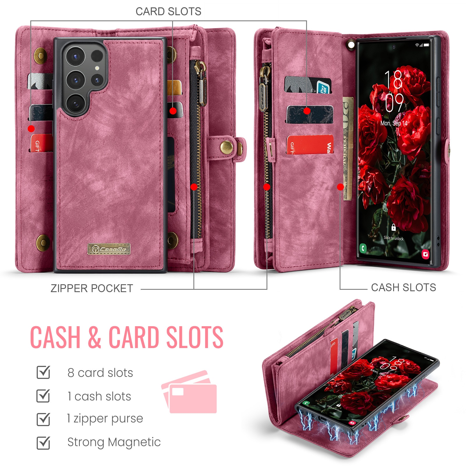 Cartera Multi-Slot Samsung Galaxy S25 Ultra Rojo