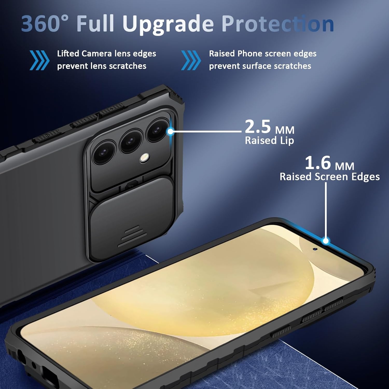 Funda Kickstand con Protector Cámara Samsung Galaxy S25 Negro