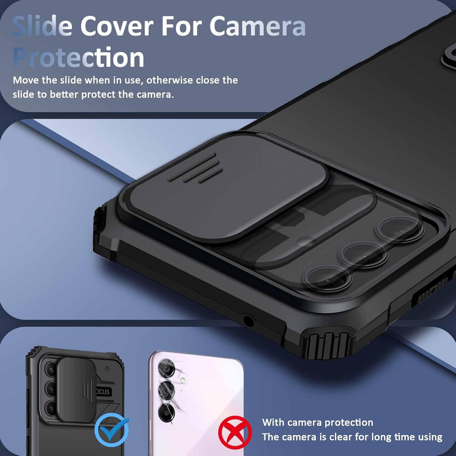 Funda Kickstand con Protector Cámara Samsung Galaxy S25 Plus Negro