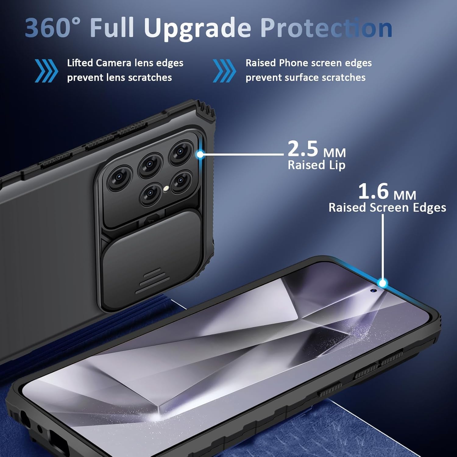 Funda Kickstand con Protector Cámara Samsung Galaxy S25 Ultra Negro