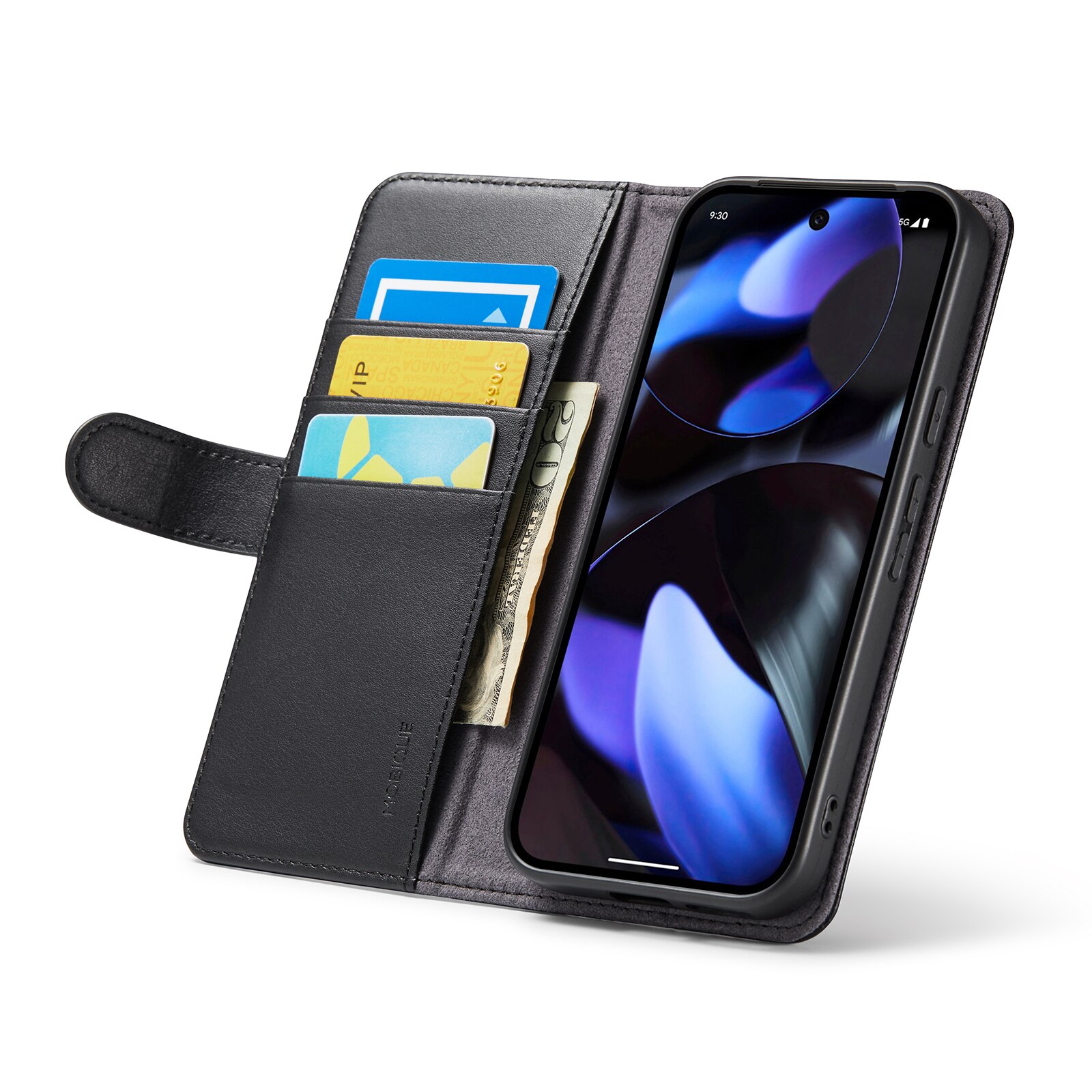 Funda de cuero genuino Google Pixel 9a, Negro