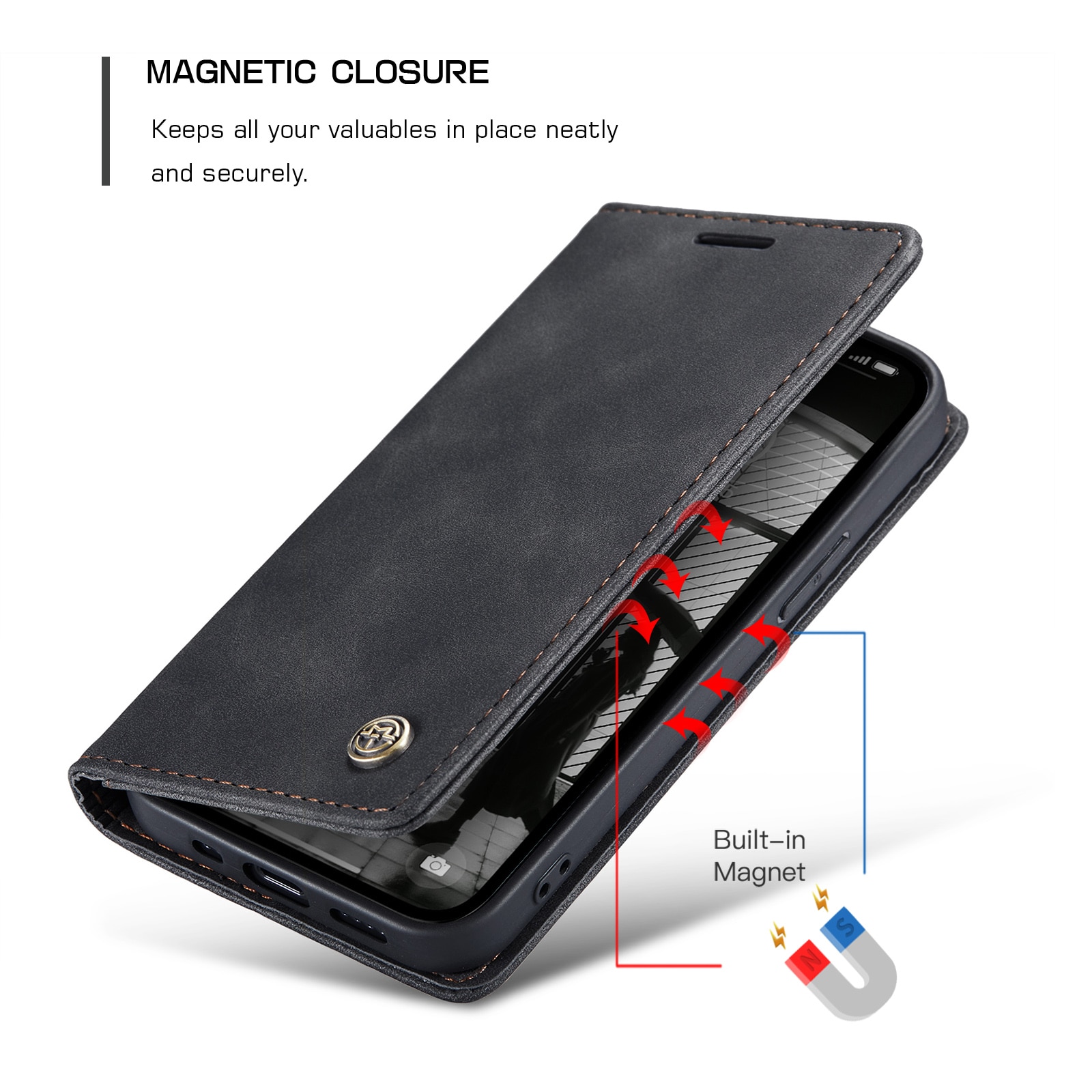 Funda delgada con solapa iPhone 16e Negro