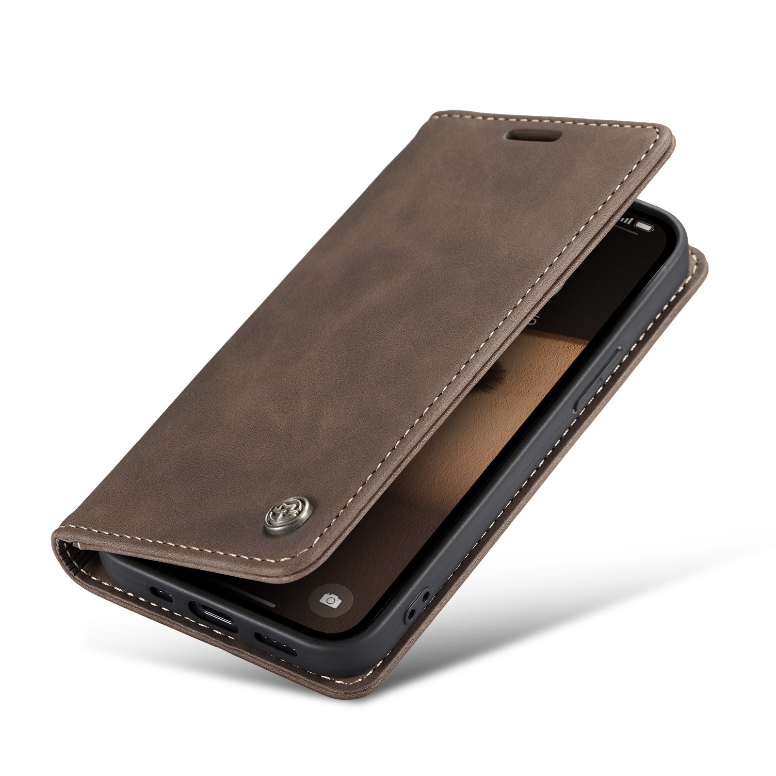 Funda delgada con solapa iPhone 16e Marrón